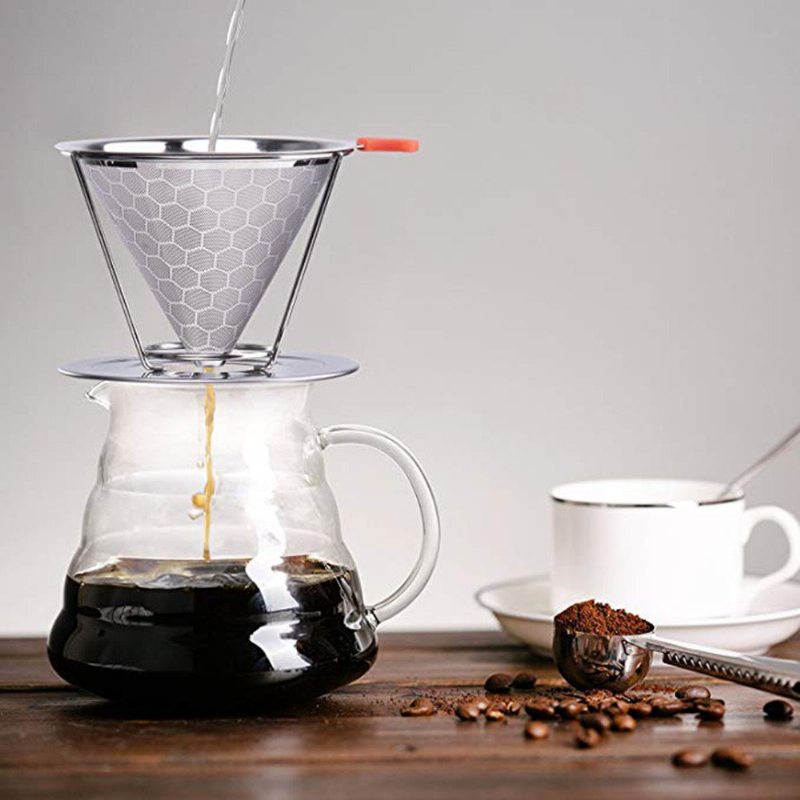 Kávový Filter Z Nehrdzavejúcej Ocele Voštinový Odkvapkávač S Odnímateľným Držiakom Na Pohár