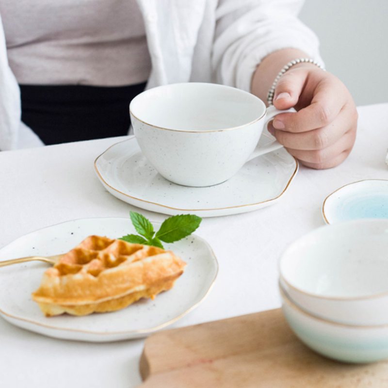 Kreatívna Súprava Šálok A Podšálky Na Kávu S Pozlátenými Hranami Glaze Point Office Pohár Na Raňajkové Mlieko