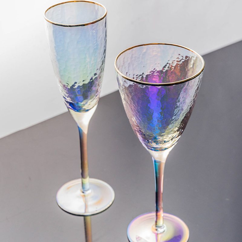 Pozdĺžne Pokovované Dizajnovým Pohárom S Hranami Kladiva Poháre Na Červené Víno Family Wine Cocktail Champagne Glass