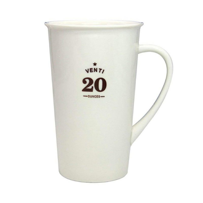 Prémiový 20 Oz Vysoký Hrnček Na Kávu Klasický Veľký Biely Keramický Na Čaj