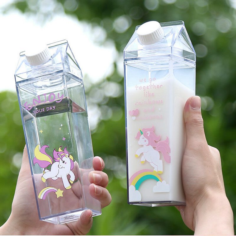 Prenosná Pohárová Škatuľka Na Mlieko V Tvare Karikatúry Jednorožca S Potlačou Fľaša Na Vodu
