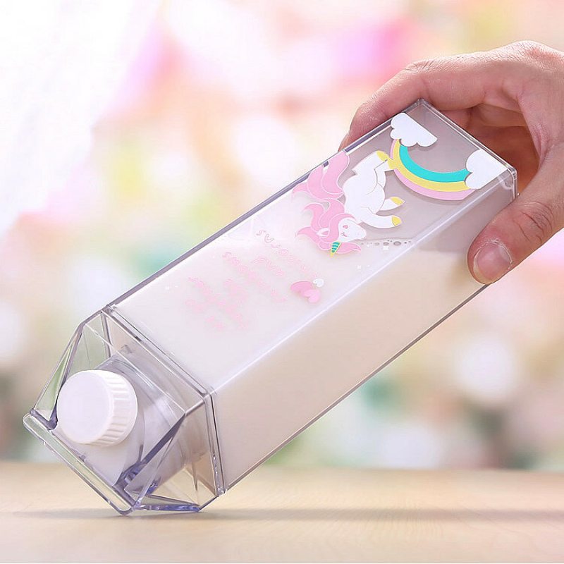 Prenosná Pohárová Škatuľka Na Mlieko V Tvare Karikatúry Jednorožca S Potlačou Fľaša Na Vodu