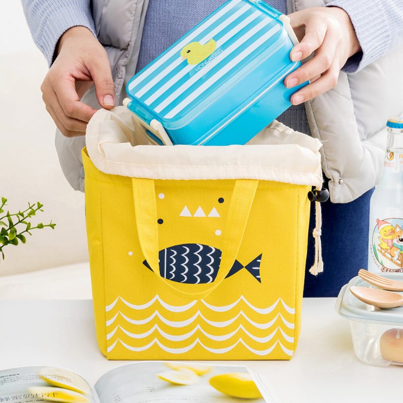 Taška So Sťahovacou Šnúrkou Lunch Tote Bag Piknikový Chladič Izolovaná Kabelka Nádoba Na Uskladnenie Potravín