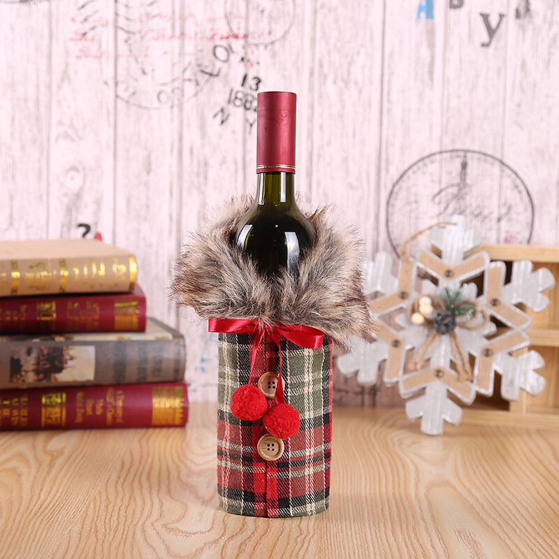 Vianočná Súprava Na Víno Európska A Americká Fliaš S Mašľou Sviatočná Dekorácia