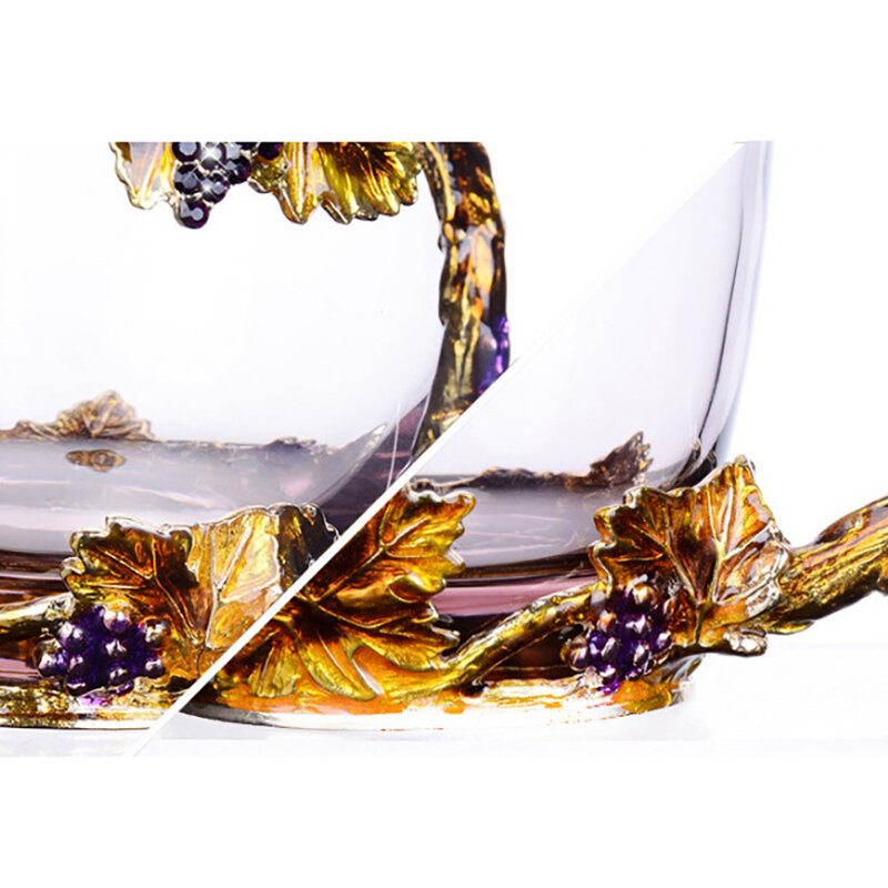 Zlatá A Fialová Farebná Kombinácia Smaltovaný Pohár Crystal Embed Krásny Sklenený Hrnček Ideálny Darček