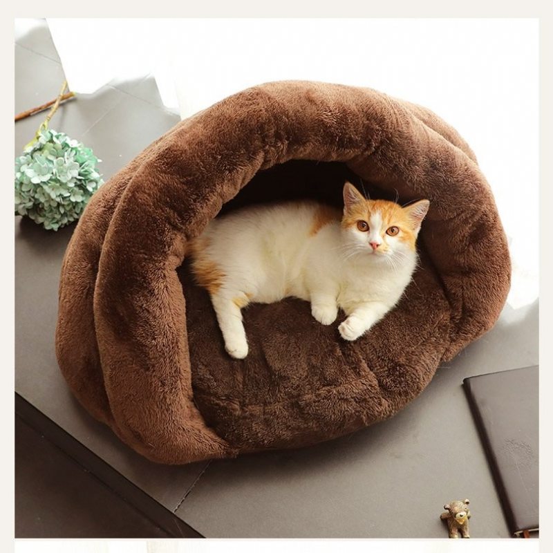 2 Farby Zahustený Zamatový Spací Vak Pre Domáce Zvieratá Chovateľská Stanica Puppy Cat Warm Cave Bed