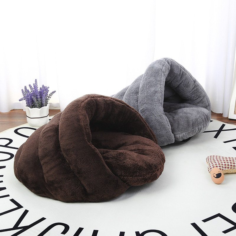 2 Farby Zahustený Zamatový Spací Vak Pre Domáce Zvieratá Chovateľská Stanica Puppy Cat Warm Cave Bed