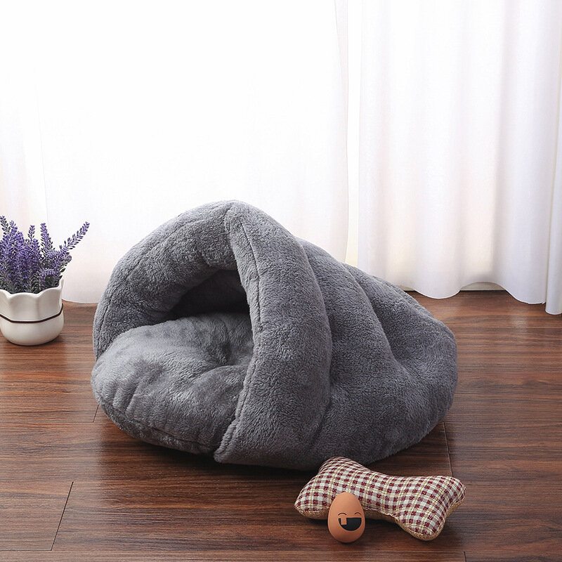 2 Farby Zahustený Zamatový Spací Vak Pre Domáce Zvieratá Chovateľská Stanica Puppy Cat Warm Cave Bed