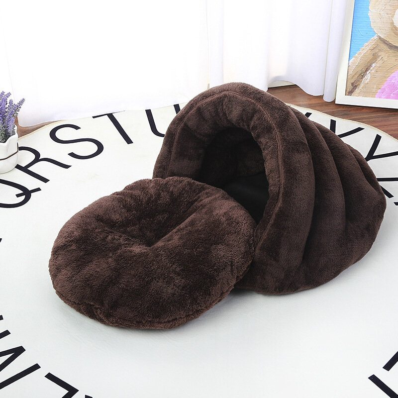 2 Farby Zahustený Zamatový Spací Vak Pre Domáce Zvieratá Chovateľská Stanica Puppy Cat Warm Cave Bed