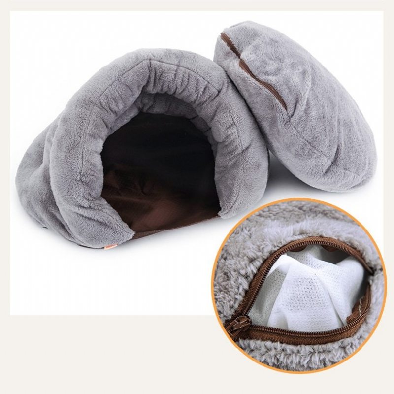 2 Farby Zahustený Zamatový Spací Vak Pre Domáce Zvieratá Chovateľská Stanica Puppy Cat Warm Cave Bed