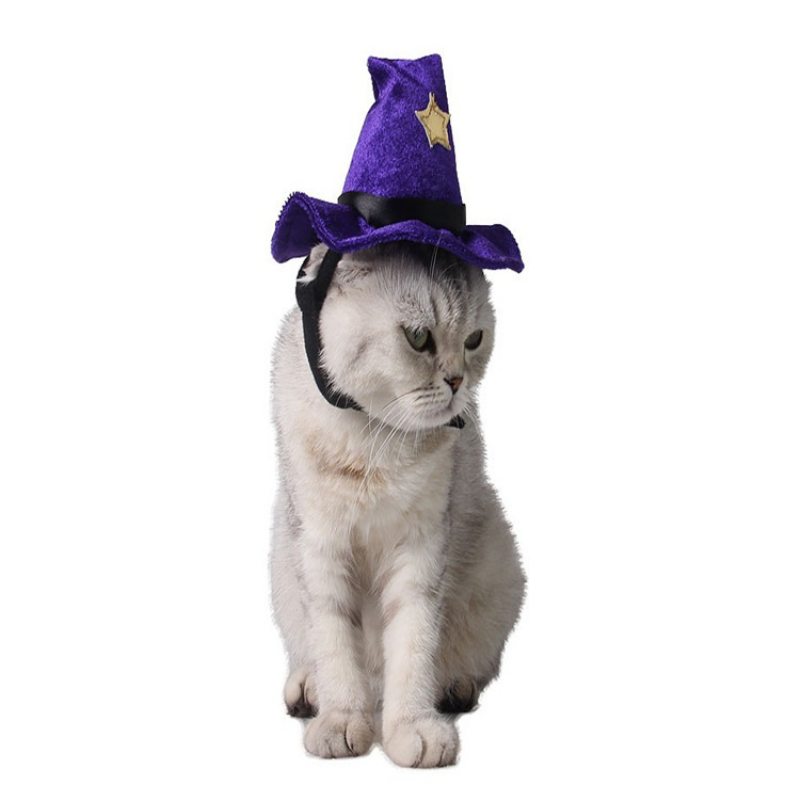 Doplnky Na Halloween Na Párty Fialové Mačky Nastaviteľná Čiapka S Krížovými Šatami