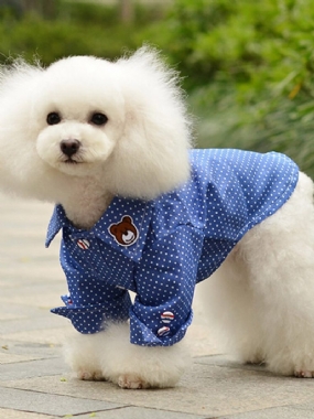 Módne Dog Denim Bodkované Košele Vesty Ležérne Bavlna Oblečenie Pre Psov Cool Lapel Tričko Pre Šteňatá Mačky