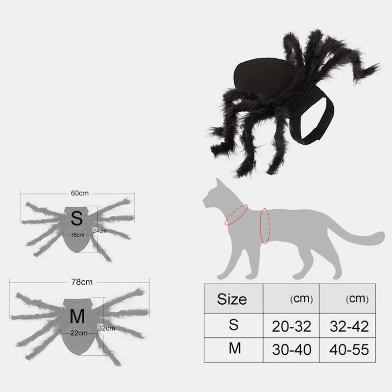 Pet Halloween Funny Spider Oblečenie Mačka Pes Hororová Simulácia Plyšové Pavúčie Transformačné Spoločenské Šaty