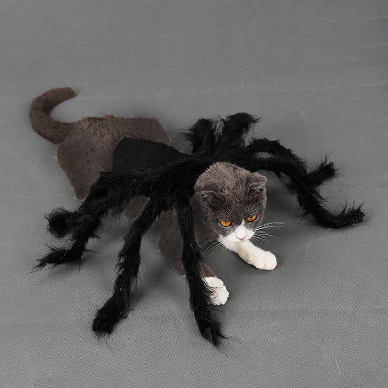 Pet Halloween Funny Spider Oblečenie Mačka Pes Hororová Simulácia Plyšové Pavúčie Transformačné Spoločenské Šaty