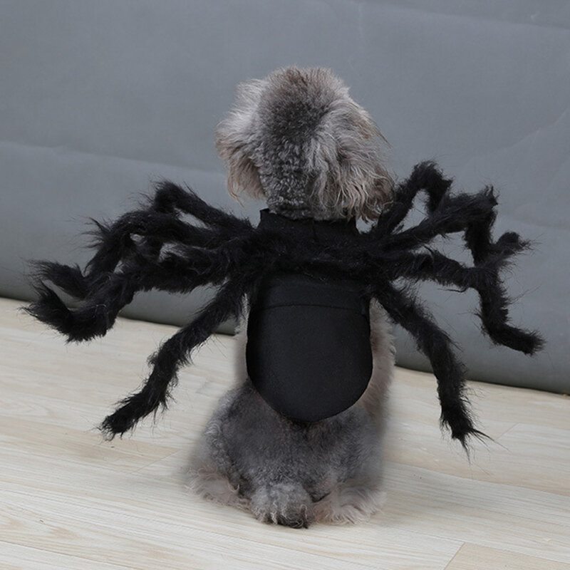 Pet Halloween Funny Spider Oblečenie Mačka Pes Hororová Simulácia Plyšové Pavúčie Transformačné Spoločenské Šaty