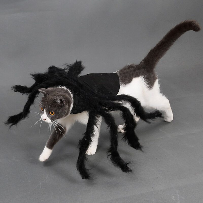 Pet Halloween Funny Spider Oblečenie Mačka Pes Hororová Simulácia Plyšové Pavúčie Transformačné Spoločenské Šaty