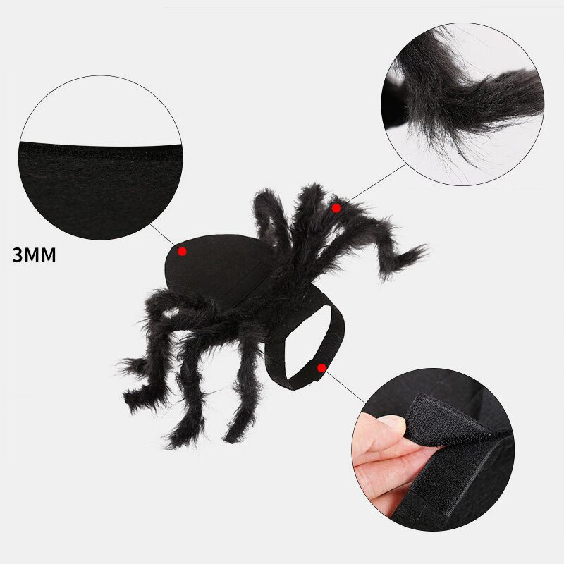 Pet Halloween Funny Spider Oblečenie Mačka Pes Hororová Simulácia Plyšové Pavúčie Transformačné Spoločenské Šaty