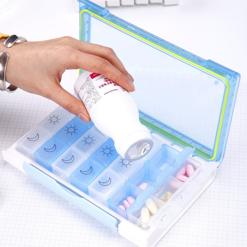 21 Slotová Týždenná Škatuľka Na Tabletky S Uzáverom Na 7 Dní Organizér Na Na Lieky Doplnky Vitamínov