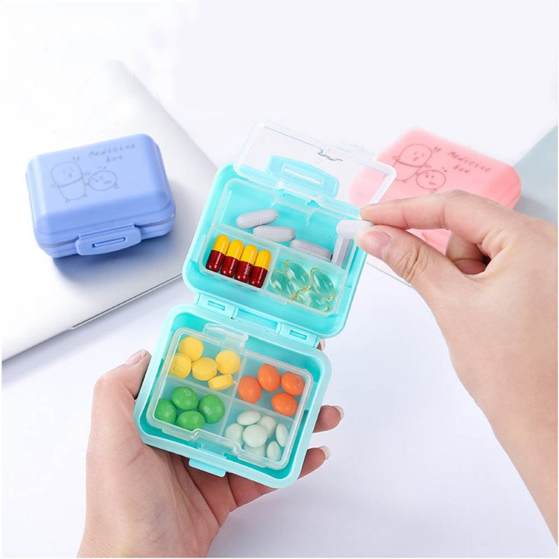 Mini Krabička Na Tabletky S Otočným Tlačidlom Plastová 7-segmentová Na Organizáciu Tabletiek Na Pilulky A Tablety