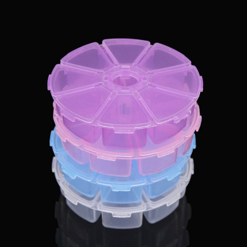Mini Okrúhla Škatuľka Na Pilulky Do Hrudníka Transparentná Plastová 8 Štrbinová Multifunkčná Na Príslušenstvo