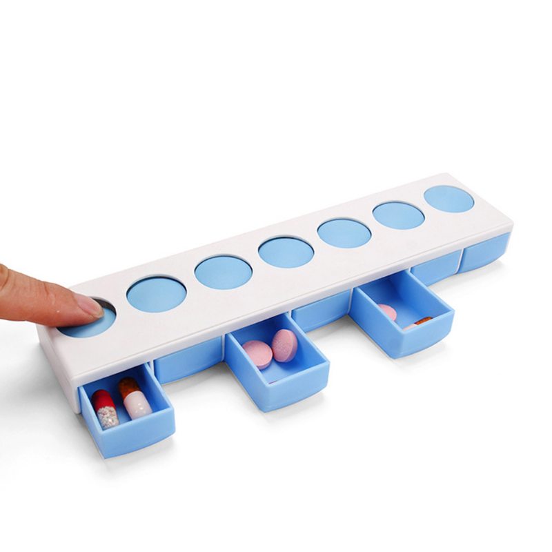 Mini Plastová Škatuľka Na Tabletky Prenosná Nádoba Na Z Pp Materiálu S Pružinou Na 7 Dní Malá Skladovacia So 7 Segmentmi