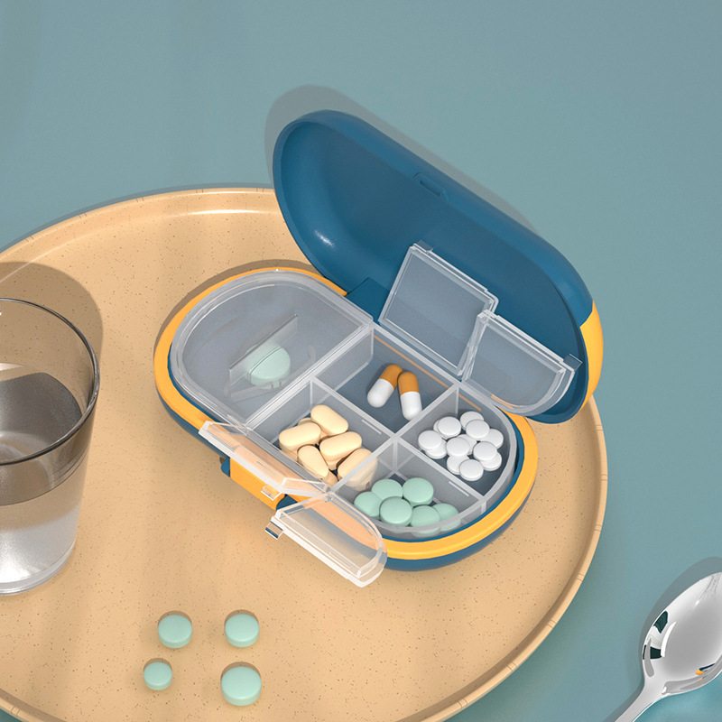 Prenosná Malá Škatuľka Na Pilulky Mini Úložná Krabička Na Dávkovanie Piluliek Krájač Na Lieky S Uzavretým Priestorom Na