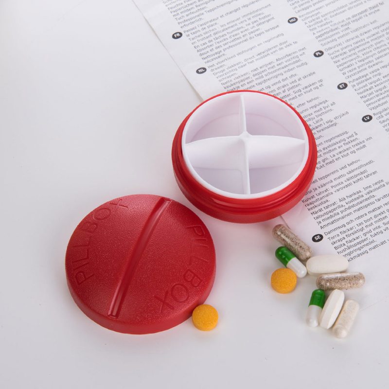 Prenosná Škatuľka Na Uloženie Liekov Na Šperky So 4 Slotmi Farebné Tabletky Usporiadateľ Na Modelovanie Lekárske Mini Puzdro Na