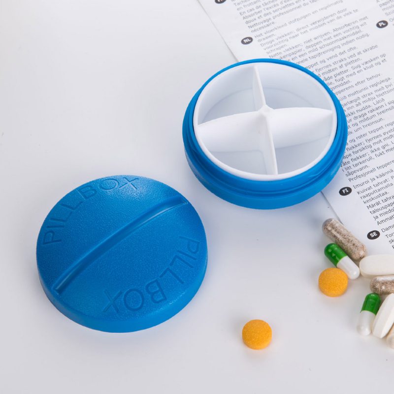 Prenosná Škatuľka Na Uloženie Liekov Na Šperky So 4 Slotmi Farebné Tabletky Usporiadateľ Na Modelovanie Lekárske Mini Puzdro Na