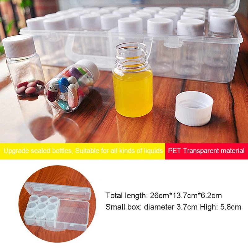 Prenosné Nádobky Na Vzorky Tekutých Liekov S 18 Prázdnymi Plastovými Fľaštičkami Na Pilulky Týždenný Organizér Na Na Každodenné A Cestovanie