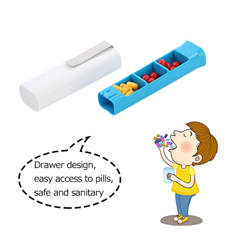 Prenosný Zásobník Na Vitamínové Tuby S 3 Priehradkami Na Tabletky S Klipovým Dizajnom Na Každodenné Alebo Cestovanie