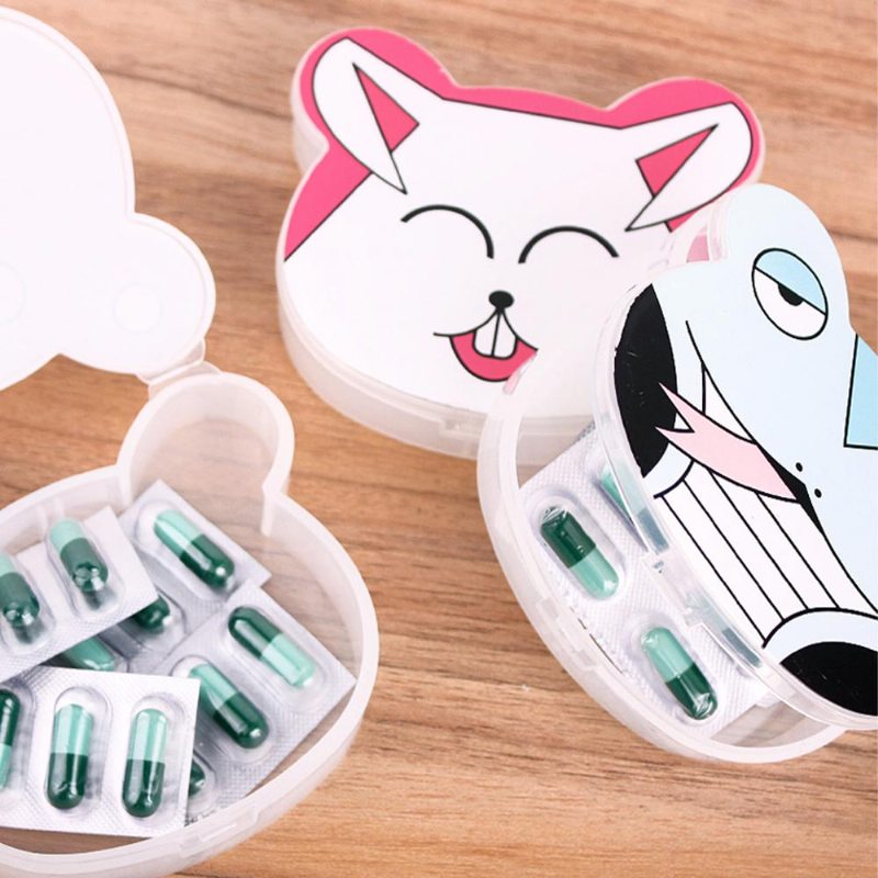 Roztomilé Zvieracie Puzdro Na Pilulky Mini Cartoon So Zvieracím Vzorom Na Uloženie Tabletiek Pre Deti