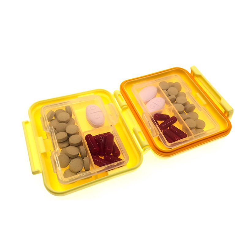 Štvorcová Škatuľka Na Tabletky Módna Dvojvrstvová Plastová Krabička Na 6 Malých Krabičiek Organizér Na Prenosný Držiak Na Tablet