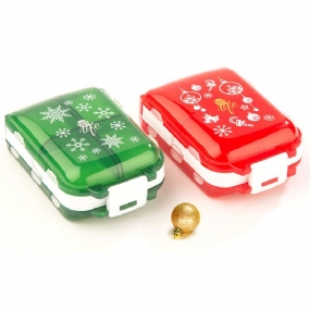 Vianočné Škatuľky Na 3-vrstvové 8-mriežkové Mini Týždenné Puzdro Na Tabletky Balenie 2 Kusov