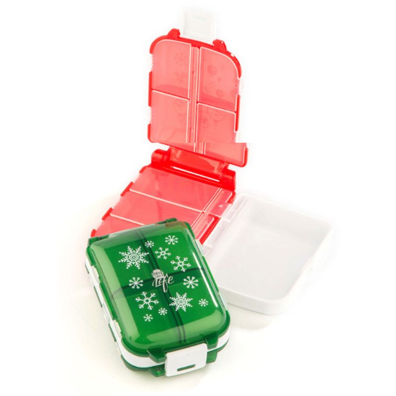 Vianočné Škatuľky Na 3-vrstvové 8-mriežkové Mini Týždenné Puzdro Na Tabletky Balenie 2 Kusov