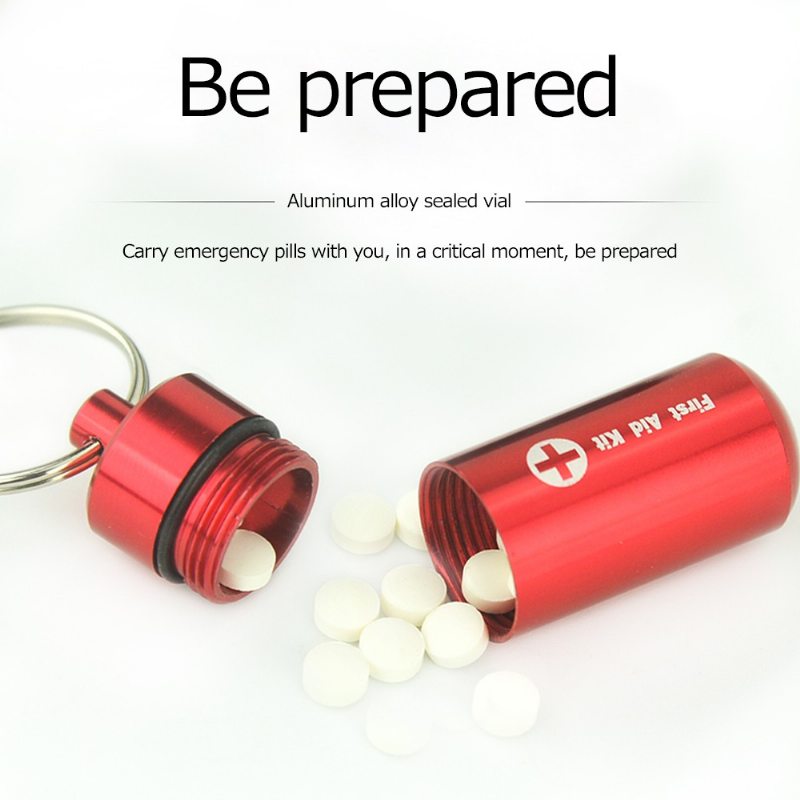 Vodotesná Fľaštička Na Tabletky S Príveskom Na Kľúče Hliníková Nádoba Na Na Uchovanie Vychladených Tabliet Aspirínu Id Tag