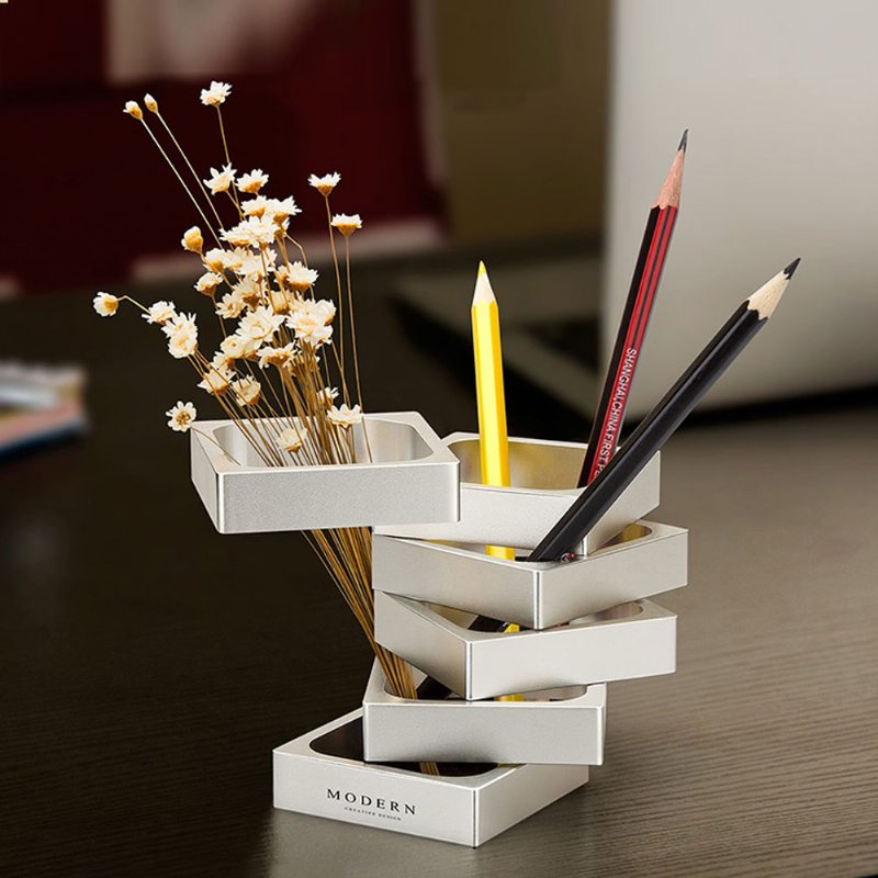 Kreatívny Vymeniteľný Model Na Ceruzku Kefa Na Vázu Hrnček Office Desktop Ornament Úložný Box Z Hliníkovej Zliatiny