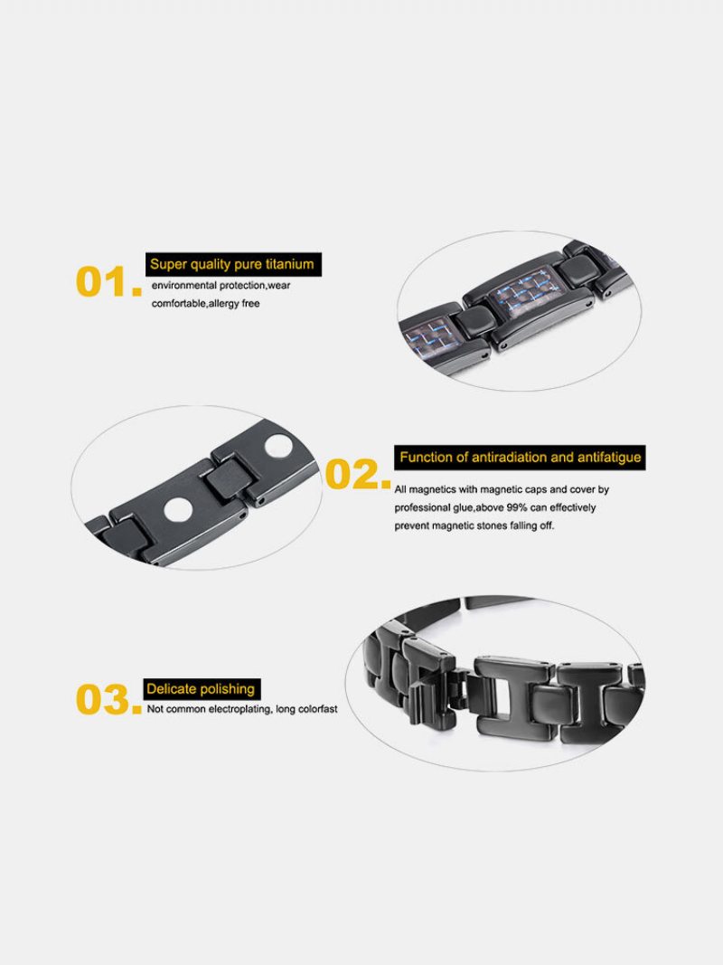 1 Ks Móda Ležérny Náramok Magnetický Z Titánovej Ocele S Uhlíkovými Vláknami Geometrické Šitie Na Magnetickú Terapiu