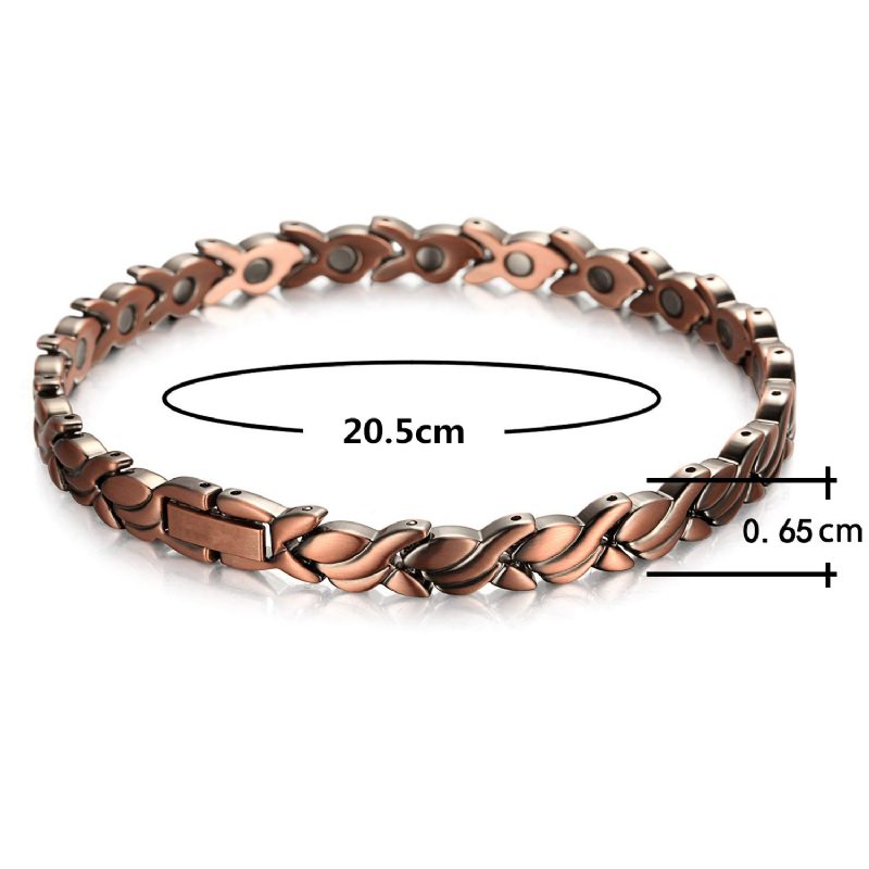 Červený Medený Náramok Pure Copper 3500 Gauss Strong Magnetický Malá Zlatá Rybka Módny S Rybou Kosťou Pre Dámy