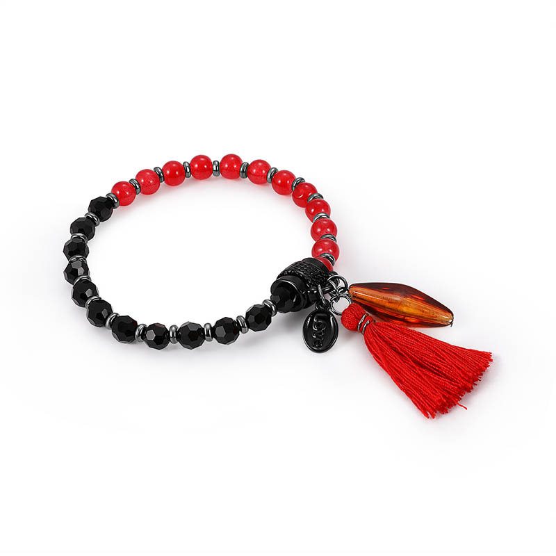 Jedinečný Dámsky Červený Korálkový Náramok Love Charm Korálky Z Prírodného Kameňa Strapcový Šperk Pre Ženy