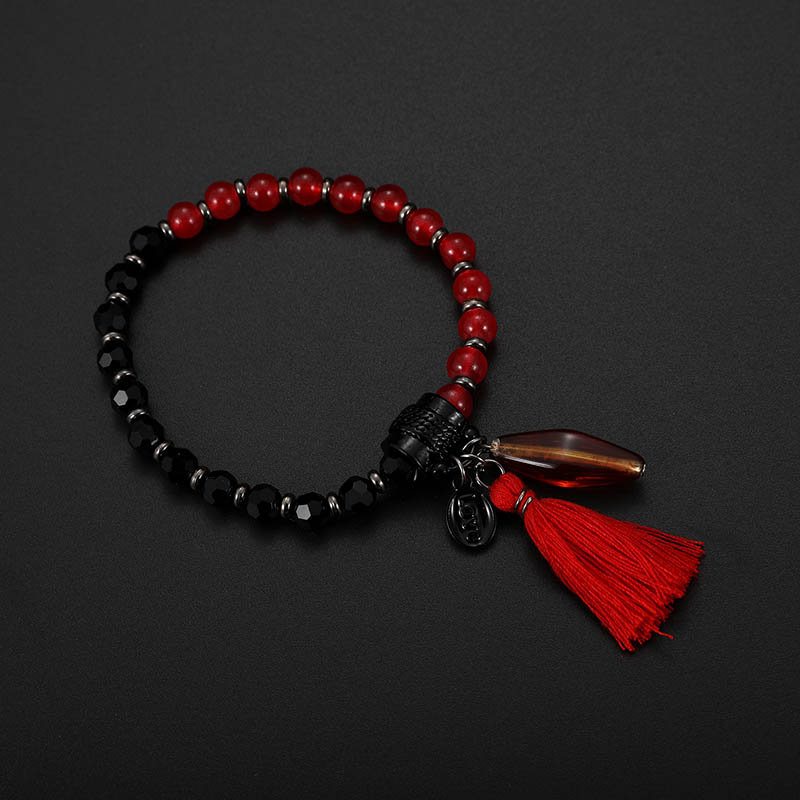 Jedinečný Dámsky Červený Korálkový Náramok Love Charm Korálky Z Prírodného Kameňa Strapcový Šperk Pre Ženy