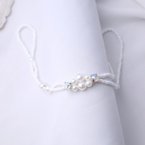 Letná Svieža Perla Diamond Crystal Beaded Anklet Beach Jednoduchá Sexy Retiazka Na Špičku