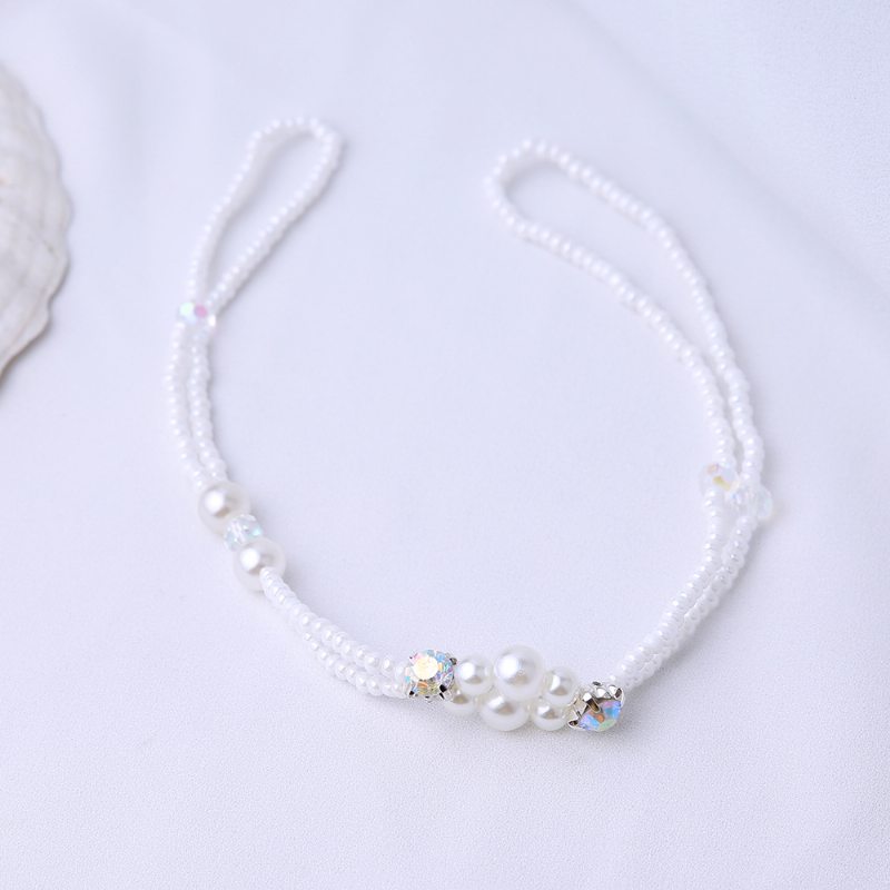 Letná Svieža Perla Diamond Crystal Beaded Anklet Beach Jednoduchá Sexy Retiazka Na Špičku