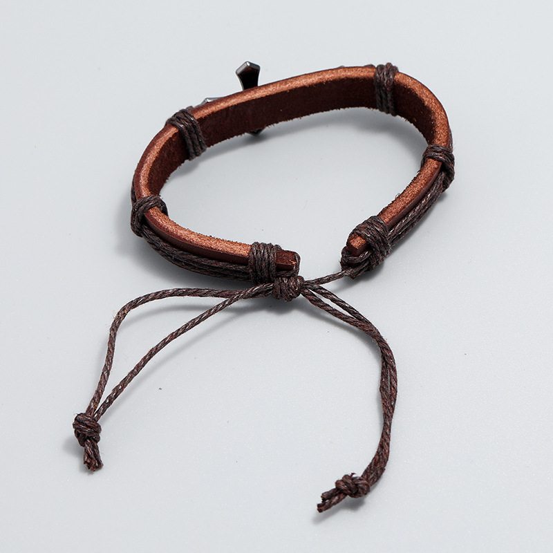 Módne Šperky Osobnosť Ručne Tkaný Kožený Náramok S Jednoduchým Sťahovaním Vintage