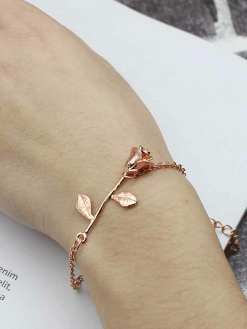 Trendy Rose Gold Silver Plated Flower Retiazka Náramky Ženy Najlepší Darček