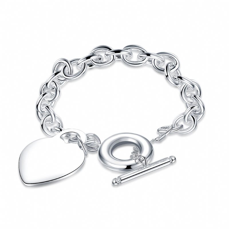 Yueyin Sweet Náramok Heart Lock Silver Plated Women