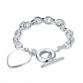 Yueyin Sweet Náramok Heart Lock Silver Plated Women