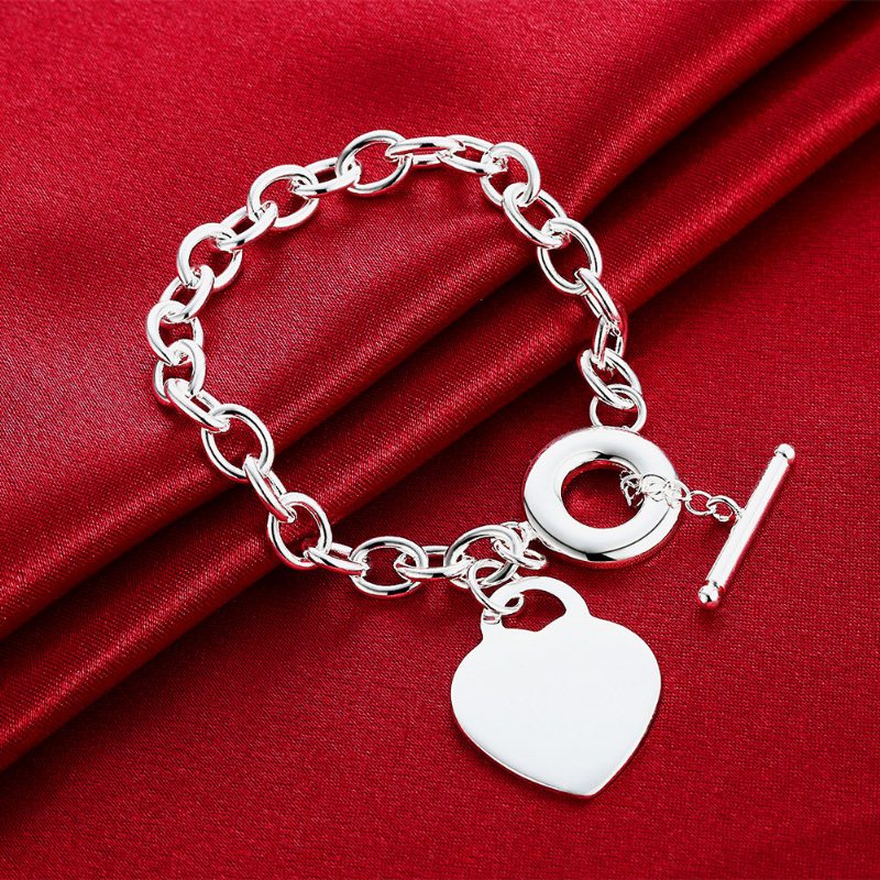 Yueyin Sweet Náramok Heart Lock Silver Plated Women