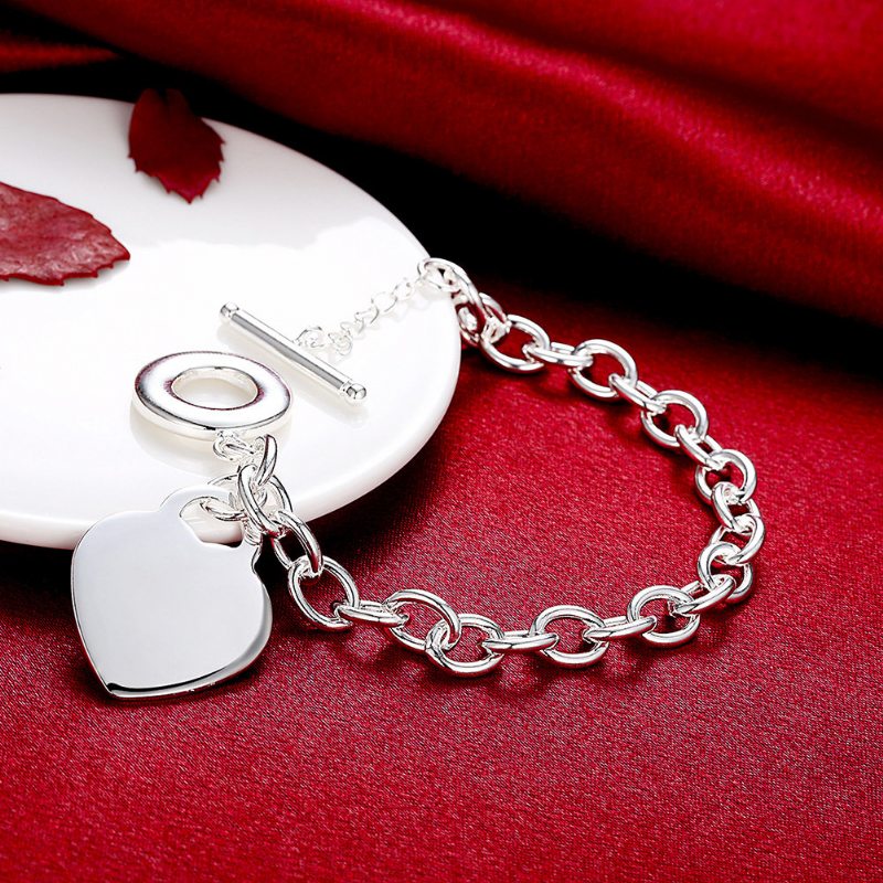 Yueyin Sweet Náramok Heart Lock Silver Plated Women