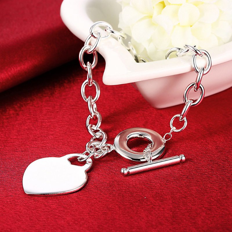 Yueyin Sweet Náramok Heart Lock Silver Plated Women