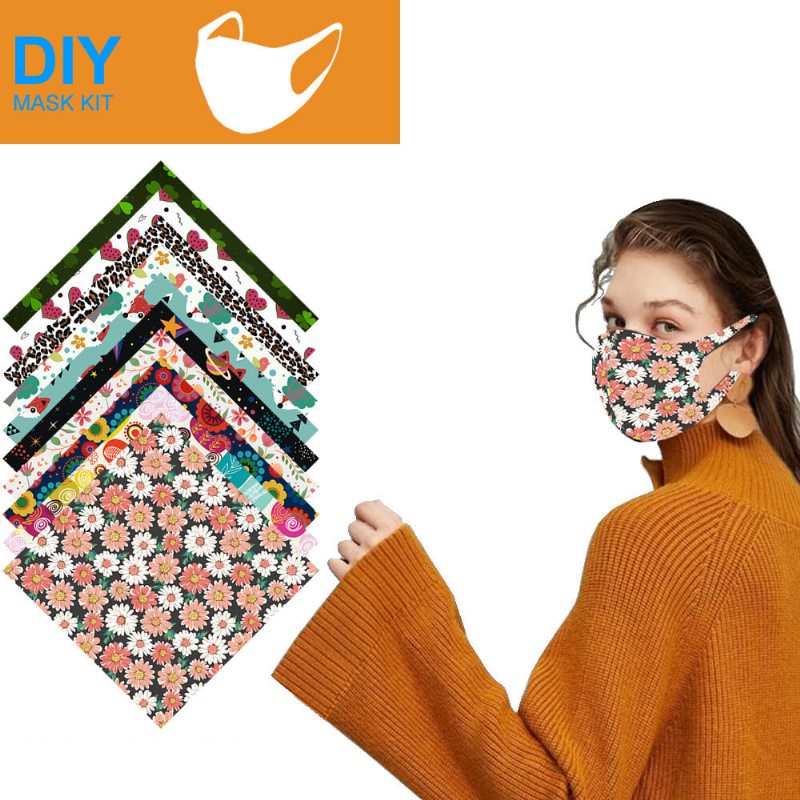 10 Kusov Materiálu Diy Prachotesné Módne Masky Domáce Tlačené Z Elastickej Látky